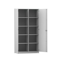 Flexeo Hochschrank grau, Mittelwand, 2 T�ren, HxBxT: 190 x 94,4 x 50 cm, Bogengriff mit Schloss
