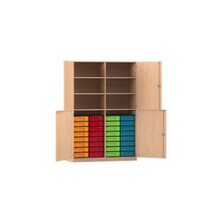 Flexeo Halbt�renschrank, Buche hell. 4 Dreht�ren, 6 Fachb�den, HxBxT: 190x126,4x60 cm, Dreholive