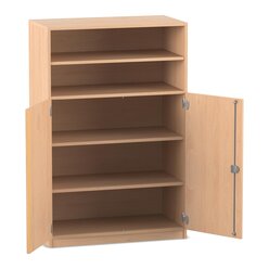 Flexeo Regalschrank, Buche hell, HxBxT: 143,9 x 94,4x42 cm, Bogengriff mit Schloss