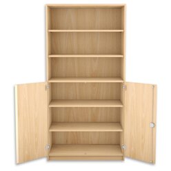 Flexeo� Halbt�renschrank, Ahorn honig mit 6 F�chern und 2 Halbt�ren, HxBxT: 190 x 94,4 x 40 cm, Bogengriff mit Schloss