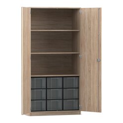 Flexeo� Schrank, Eiche natur, HxBxT: 190x94,4x60 cm, 9 gro�e Boxen, 3 F�cher, 2 T�ren,  Dreholive
