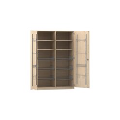 Flexeo Sportschrank mit Ger�tehaken, Ahorn honig, 6 Gitterk�rbe, Schloss