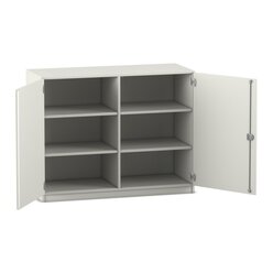Flexeo Unterschrank wei�, Sockel, 6 F�cher, 99,1 x 126,4 x 40 cm, Bogengriff mit Schloss