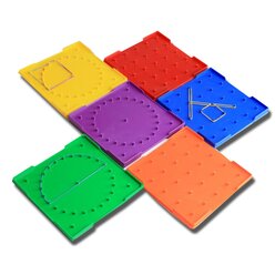 Geobrett 5x5 doppelseitig 15 cm, 6 St�ck, Kreis und Quadrat