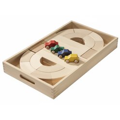 Set Autobahn gro� im Fr�belkasten: Inhalt 78 Autobahnteile, Buche natur