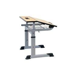 Aluflex Einer-Sch�lertisch, h�henverstellbar 64-82 cm, Stahlfarbe wei�aluminium, mit Drahtkorbablage, Kunststoffgleiter, 9-18+ Jahre