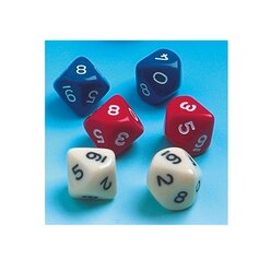 12 Zahlenw�rfel 0-9 aus Kunststoff, 25 mm