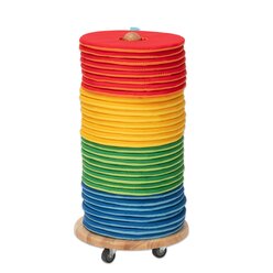 Mobiler Kissenwagen mit 32 runden Donut-Sitzkissen � 35 cm