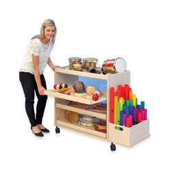 Musikwagen mit Aufkantung und 3 Ausz�gen, Ahorn Honig, mit Boom-Whackersbox