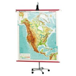 Mobiler Kartenst�nder auf Rollen, taubenblau