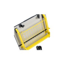 Aluflex Einer-Sch�lertisch, h�henverstellbar 64-82 cm, Stahlrohrfarbe zinkgelb, mit Drahtkorbablage, Kunststoffgleiter, 9-18+ Jahre