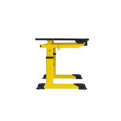 Aluflex Zweier-Sch�lertisch, h�henverstellbar 64-82 cm, Stahlfarbe zinkgelb, mit Drahtkorbablage, Filzgleiter, 9-18+ Jahre