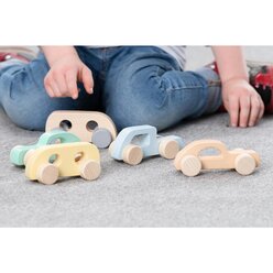 Betzold Holz Schiebeautos natur, 6er Set