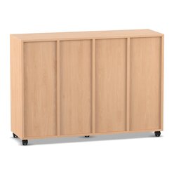 Flexeo� Regal Buche hell, 4 Reihen, 32 kleine Boxen, bunt, Rollen