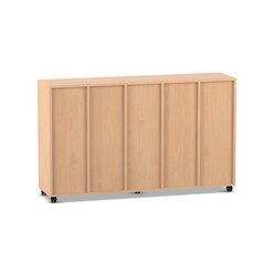 Flexeo Regal, Buche hell, 5 Reihen, 5 F�cher, 10 gro�e Boxen gr�n, mit Rollen