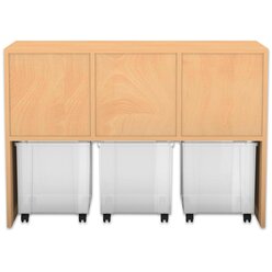 Flexeo Regal PRO, Buche hell, 3 Reihen, 9 Boxen, transparent, HxBxT: 76,9 x 108,5 x 48 cm