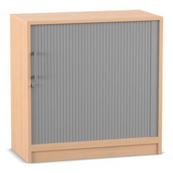 Flexeo Rollladenschrank mit Sockel, Buche hell, 2 F�cher, HxBxT: 80,1 x 80 x 40 cm, Bogengriff mit Schloss