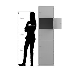 Flexeo Schlie�fachschrank 5 geschlossene F�cher, Buche hell, T�ranschlag rechts, HxBxT 190 x 48,1 x 40 cm