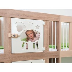 Krippenetagenbett Mond und Sterne 1-t�rig, Holzdekor Eiche, 120x60cm