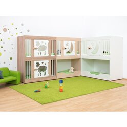 Krippenetagenbett Mond und Sterne 1-t�rig, Holzdekor Eiche, 120x60cm