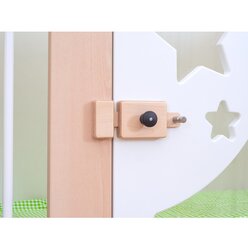 Krippenetagenbett Mond und Sterne 1-t�rig, Holzdekor Eiche, 120x60cm