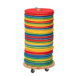 Mobiler Kissenwagen mit 32 runden Donut-Sitzkissen � 35 cm