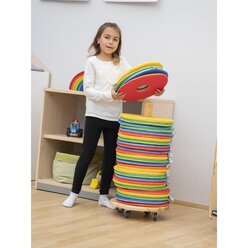 Mobiler Kissenwagen mit 32 runden Donut-Sitzkissen � 35 cm