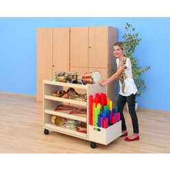 Musikwagen mit Aufkantung und 3 Ausz�gen, Ahorn Honig, mit Boom-Whackersbox