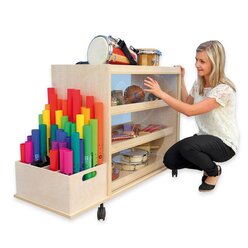 Musikwagen mit Aufkantung und 3 Ausz�gen, Ahorn Honig, mit Boom-Whackersbox