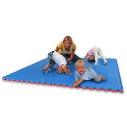 Fallschutzmatte Standard, Puzzlematte rot-blau, 100x100 cm