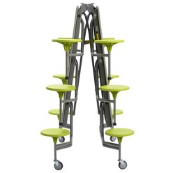 Tisch-Sitz-Kombination rechteckig, Sitzh�he 43,5 cm, Tischfarbe: grau gesprenkelt, Hocker hellgr�n