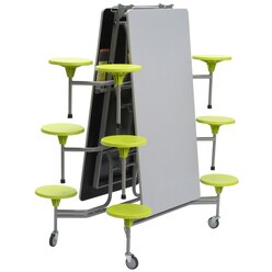 Tisch-Sitz-Kombination rechteckig, Sitzh�he 43,5 cm, Tischfarbe: grau gesprenkelt, Hocker hellgr�n