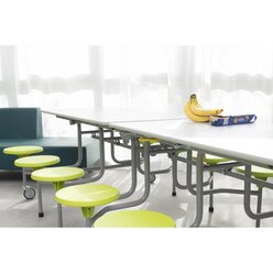 Tisch-Sitz-Kombination rechteckig, Sitzh�he 43,5 cm, Tischfarbe: grau gesprenkelt, Hocker hellgr�n