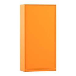 Flexeo Hochschrank Orange mit 3 gro�en F�chern, 12 gro�en Boxen gr�n, T�ren, Bogengriff mit Schloss, 50cm tief