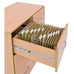 Flexeo H�ngeregister-Schrank mit Sockel, Buche hell, 6 gro�e Schubladen HxBxT: 99,1 x 126,4 x 60 cm