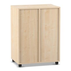 Flexeo Regal PRO mit 2 Reihen, 2 F�chern und 8 kleinen Boxen Hellblau, Dekor Ahorn-Honig, mit Rollen