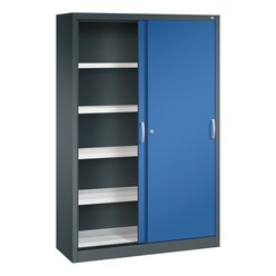 C+P Sportger�teschrank, 1950x1200x400mm Korpus RAL 7016 Anthrazitgrau, Front RAL 5010 Enzianblau