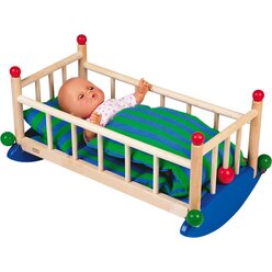 Puppenwiege mit Kissen und Decke, ab 12 Monate