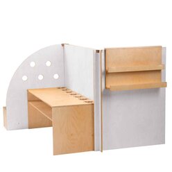 Krippenspielwand, Malen - Lesen, wei� gebeizt