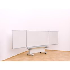 Gestell-Klappschiebetafel, fahrbar und GS-gepr�ft, wei�, 150x100cm
