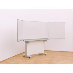 Gestell-Klappschiebetafel, fahrbar und GS-gepr�ft, wei�, 150x100cm