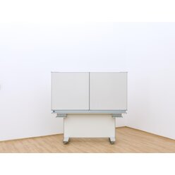 Gestell-Klappschiebetafel, fahrbar und GS-gepr�ft, wei�, 150x100cm