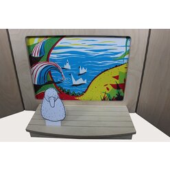 KreaShibai Erz�hlschiene 36,5 x 18 x 4 cm mit Schattenleinwand und Ausschneidefiguren