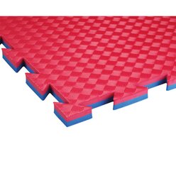 Fallschutzmatte Standard, Puzzlematte rot-blau, 100x100 cm