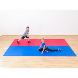 Fallschutzmatte Standard, Puzzlematte rot-blau, 100x100 cm