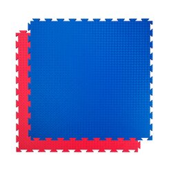 Fallschutzmatte Standard, Puzzlematte rot-blau, 100x100 cm