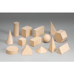 14 geometrische Figuren, Set Geometrische K�rper aus RE-Wood�, 1.-4. Klasse