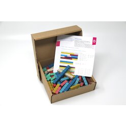 Rechenst�be in 10 Montessori-Farben, aus RE-Wood�, 100 St�ck im Karton mit Anleitung