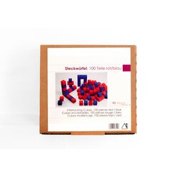 100 Steckw�rfel 2 x 2 x 2 cm, aus RE-Wood� in rot / blau, 4-8 Jahre