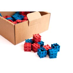 100 Steckw�rfel 2 x 2 x 2 cm, aus RE-Wood� in rot / blau, 4-8 Jahre